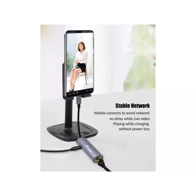 Equip USB-C zu RJ45 Gigabit-Netzwerk + PD-Adapter USB Type-C 100W