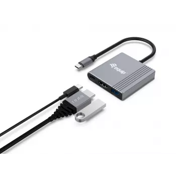 Equip 3-in-1 USB-C auf HDMI / USB-A / USB PD Adapter, 3.2 Gen 1 (3.1 Gen 1), USB Typ-C, HDMI-Ausgang, 3840 x 2160 Pixel