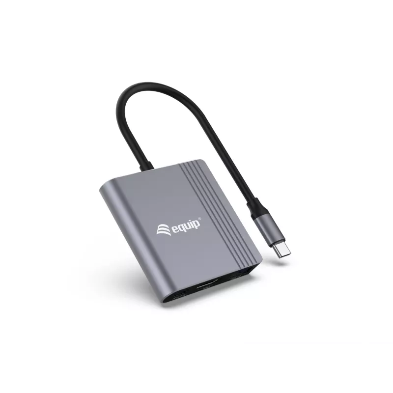 Equip 3-in-1 USB-C auf HDMI / USB-A / USB PD Adapter, 3.2 Gen 1 (3.1 Gen 1), USB Typ-C, HDMI-Ausgang, 3840 x 2160 Pixel