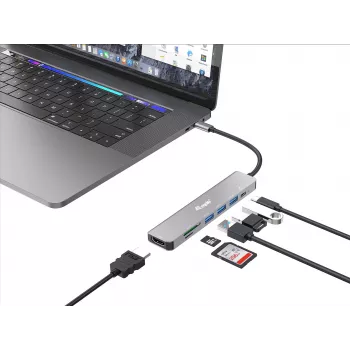 Equip USB-C 7-in-1 Multifunktionsadapter, HDMI 4K/60Hz, USB 3.2 Gen1 x3, TF/Micro SD, 100W USB PD