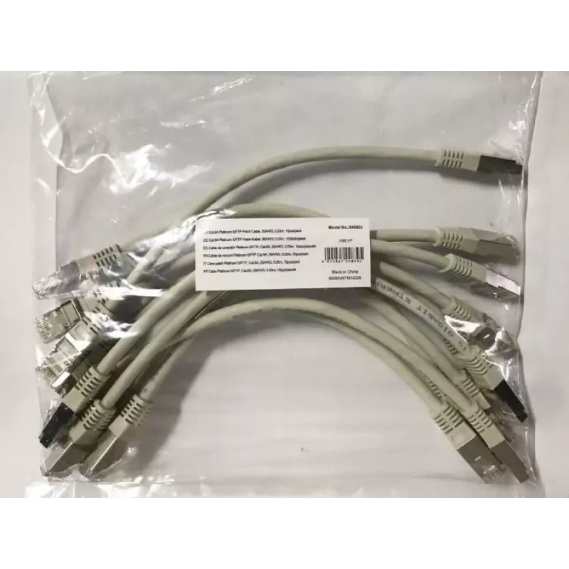 Equip Cat.6A Platinum S/FTP-Patchkabel, Grau, 0,25 m, 10 Stück/Set