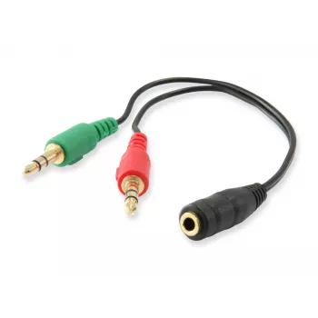 Equip Audio Split Cable, Schwarz, 3,5 mm, 2 x 3,5 mm, Buchse, Stecker, Polyvinylchlorid (PVC)