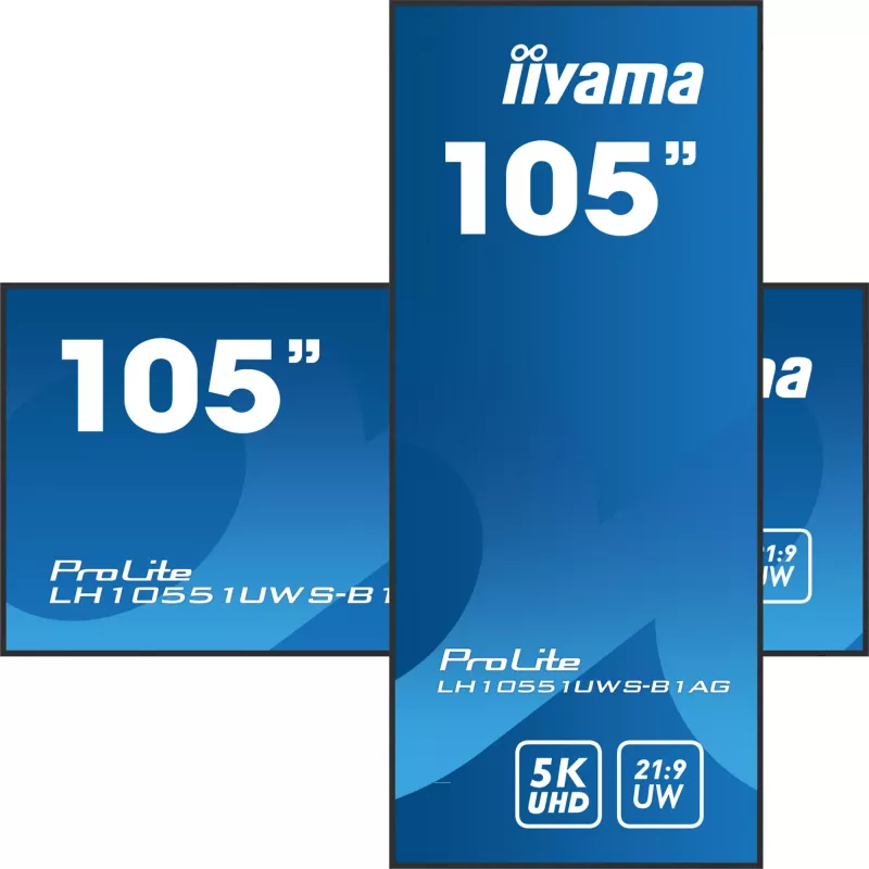 iiyama LH10551UWS-B1AG Signage Display Digital Signage Flachbildschirm 2,67 m (105 Zoll) LED 500 cd/m² UltraWide 5K HD Schwarz 24/7