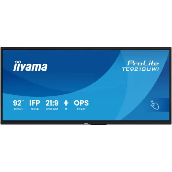 iiyama TE9218UWI-B1AG Signage Display Kiosk-Design 2,32 m (91,5 Zoll) LED Wi-Fi 500 cd/m² 5K Ultra HD Schwarz Touchscreen Integrierter Prozessor Android 16/7