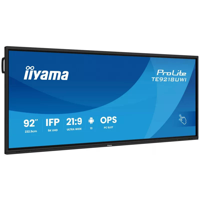 iiyama TE9218UWI-B1AG Signage Display Kiosk-Design 2,32 m (91,5 Zoll) LED Wi-Fi 500 cd/m² 5K Ultra HD Schwarz Touchscreen Integrierter Prozessor Android 16/7