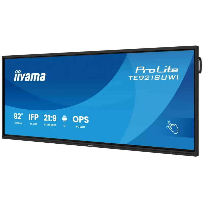 iiyama TE9218UWI-B1AG Signage Display Kiosk-Design 2,32 m (91,5 Zoll) LED Wi-Fi 500 cd/m² 5K Ultra HD Schwarz Touchscreen Integrierter Prozessor Android 16/7