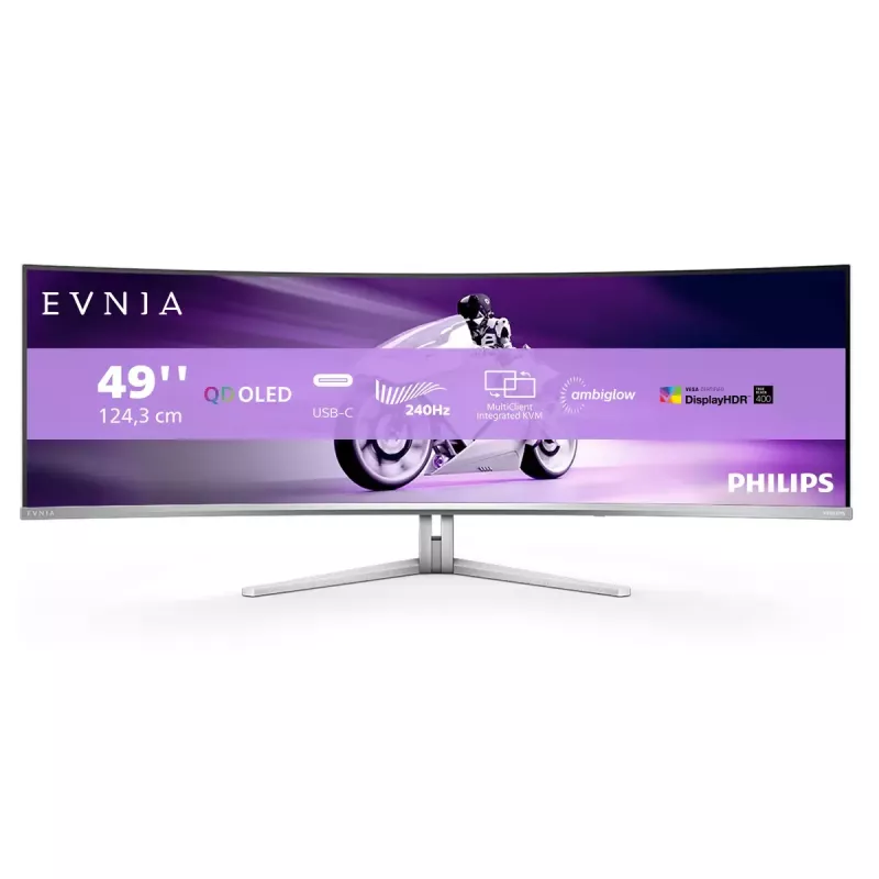 Philips Evnia 8000 49M2C8900/00 Computer Monitor 124,2 cm (48,9 Zoll) 5120 x 1440 Pixel Dual QHD QD-OLED Weiß
