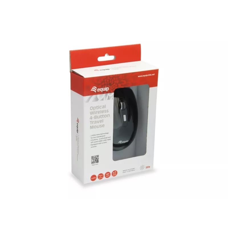Equip 245104 Maus Reise Beidhändig RF Wireless Optisch 1600 DPI