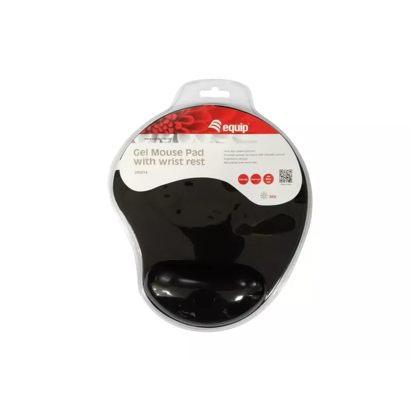Equip Gel-Mauspad, Schwarz, Einfarbig, Stoff, Gel, Polyurethan, Handgelenkauflage, Rutschfeste Unterseite