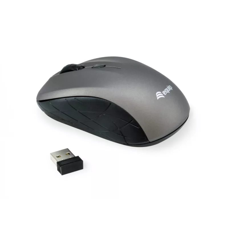 Equip Mini Optische Funkmaus, Beidhändig, Optisch, RF Wireless, 1600 DPI, Grau