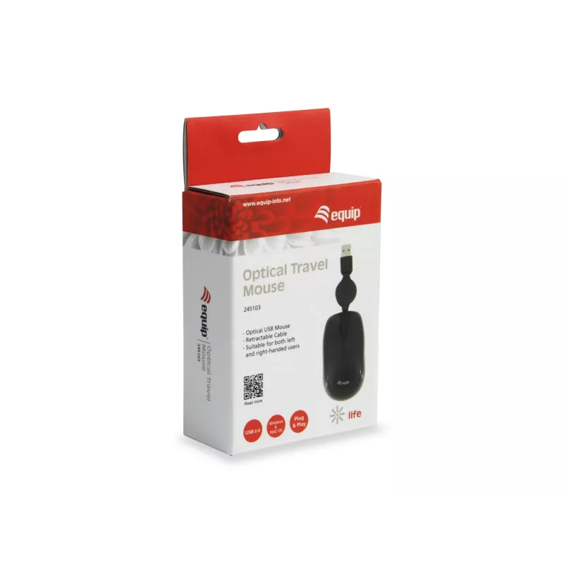 Equip 245103 Maus Reise Beidhändig USB Typ-A Optisch 1000 DPI