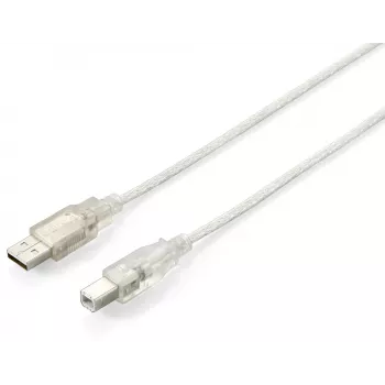USB 2.0 Typ A auf Typ B Kabel Equip 128653 1,0 m transparent silber