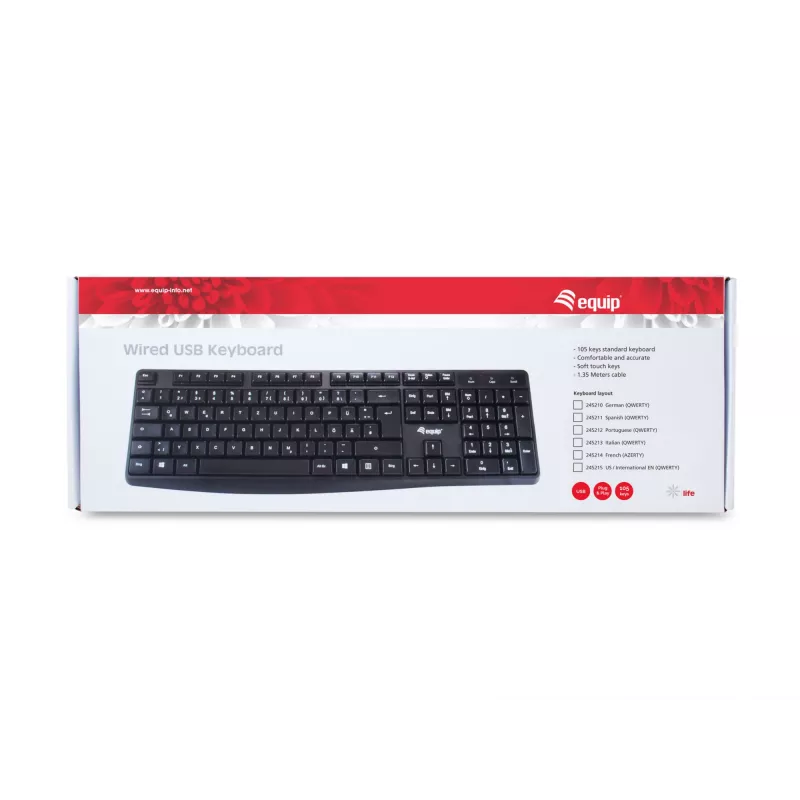 Equip 245213 Tastatur Büro USB QWERTY Italienisch Schwarz