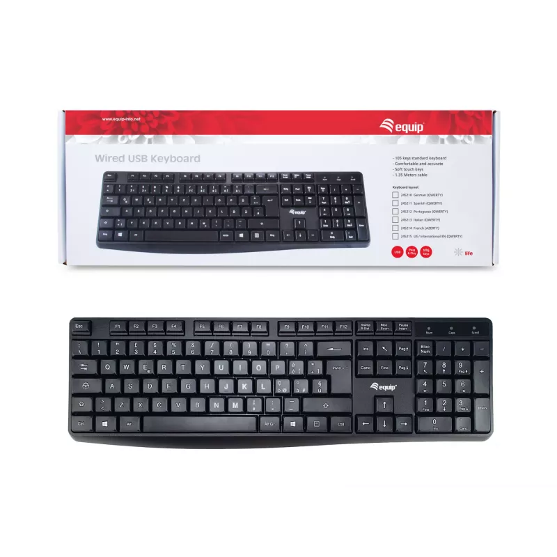 Equip 245213 Tastatur Büro USB QWERTY Italienisch Schwarz