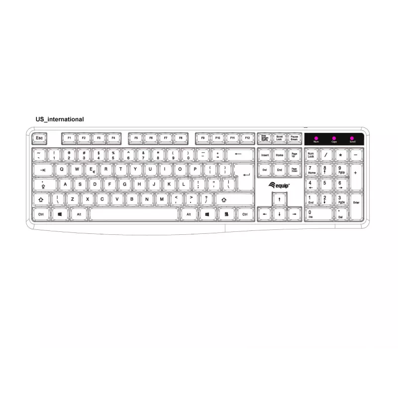 Equip kabelgebundene USB-Tastatur, US/Internationales Layout (QWERTY), Full-Size (100%), Kabelgebunden, USB, QWERTY, Schwarz