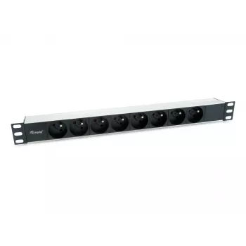 Equip 333313 Stromverteilungseinheit (PDU) 8 AC-Ausgänge 1HE Schwarz, Silber