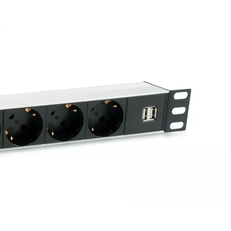 Equip 333315 Stromverteilungseinheit (PDU) 7 AC-Ausgänge 1U Schwarz, Silber