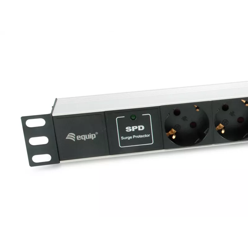 Equip 333315 Stromverteilungseinheit (PDU) 7 AC-Ausgänge 1U Schwarz, Silber