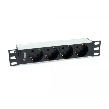 Equip 333311 Stromverteilereinheit (PDU) 4 AC-Ausgänge 1U Schwarz, Silber