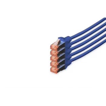 DIGITUS Patchkabel - CAT6 - S/FTP - Snagless - Cu - 10m - blau - 5er-Pack