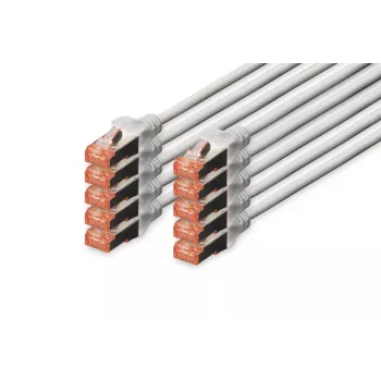 DIGITUS Patchkabel - CAT6 - S/FTP - Snagless - 50 cm - grau - 10er-Pack