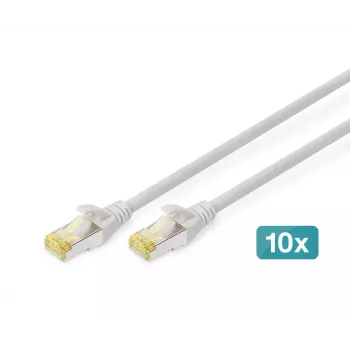 DIGITUS Patchkabel - CAT6a - S/FTP - Snagless - Cu - 0,25 m - grau - 10er-Pack