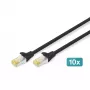 DIGITUS Patch Kabel - CAT6a - S/FTP - Snagless - 3m - Schwarz - 10pk