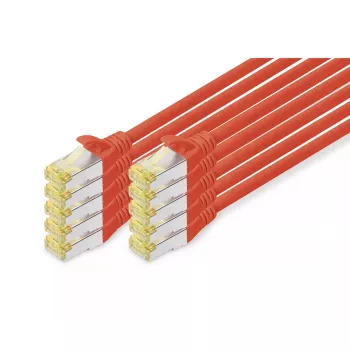DIGITUS Patchkabel - CAT6a - S/FTP - Snagless - 3 m - rot - 10er-Pack