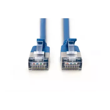 DIGITUS schlank-Patchkabel – CAT6A – F-FTP – 30 cm – Blau