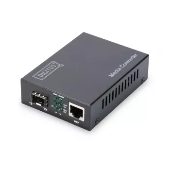 DIGITUS Medienkonverter, SFP 10/100/1000Base-T zu SFP Open Slot, inkl. Netzteil Ohne SFP-Modul
