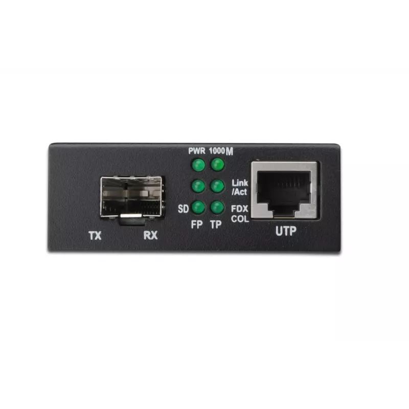 DIGITUS Medienkonverter, SFP 10/100/1000Base-T zu SFP Open Slot, inkl. Netzteil Ohne SFP-Modul
