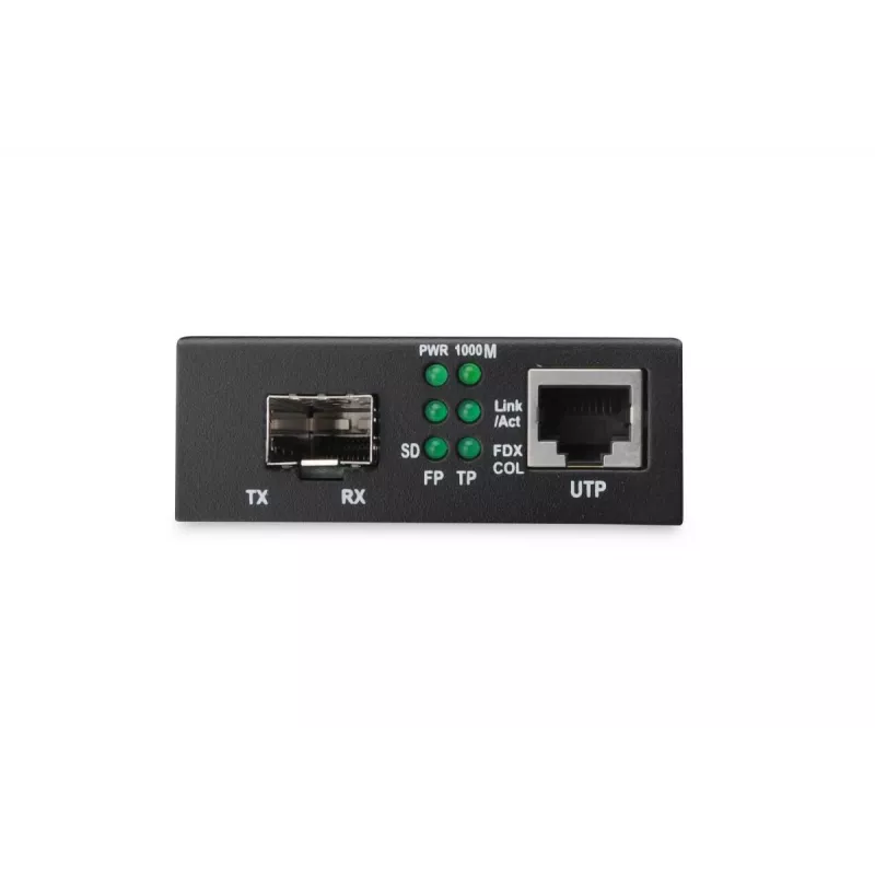 DIGITUS Medienkonverter, SFP 10/100/1000Base-T zu SFP Open Slot, inkl. Netzteil Ohne SFP-Modul