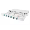 DIGITUS Glasfaser-Schiebespleißbox, 1 HE, bestückt mit 6x SC Duplex, inkl. M 25 Schraube, Spleißkassette farbige Pigtails OM3, Adapter
