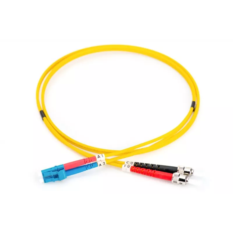 DIGITUS Glasfaser-Patchkabel, LC auf ST OS2, Singlemode 9/125 µ, Duplex, Länge 1 m