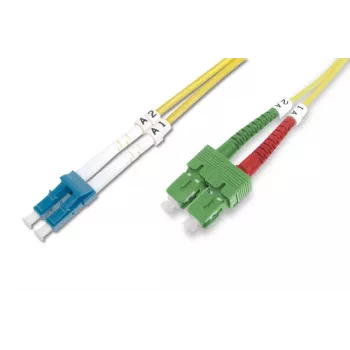 DIGITUS Glasfaser-Patchkabel SC (APC) auf LC (PC), Singlemode 09/125 µ, Duplex Länge 2 m