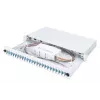 DIGITUS Glasfaser Sliding Spleißbox, 1U, bestückt mit 24x LC-Duplex, inkl. M 25 Schraube, Spleißkassette Farb-Pigtails OM4, Adapter