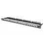 DIGITUS Modulares Patchpanel, geschirmt 24-Port, Beschriftungsfeld, 0,5HE, Rack-Montage, Farbe schwarz RAL 9005