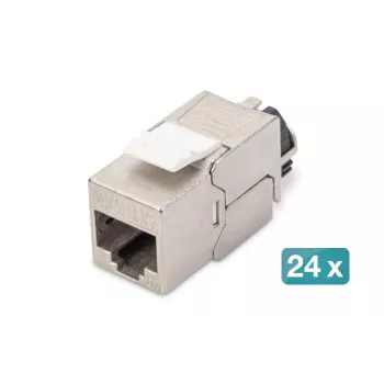 DIGITUS CAT6a Keystone Jack - geschirmt, werkzeugfreier Anschluss - intelligenter Kabelmanager - 24 Stück