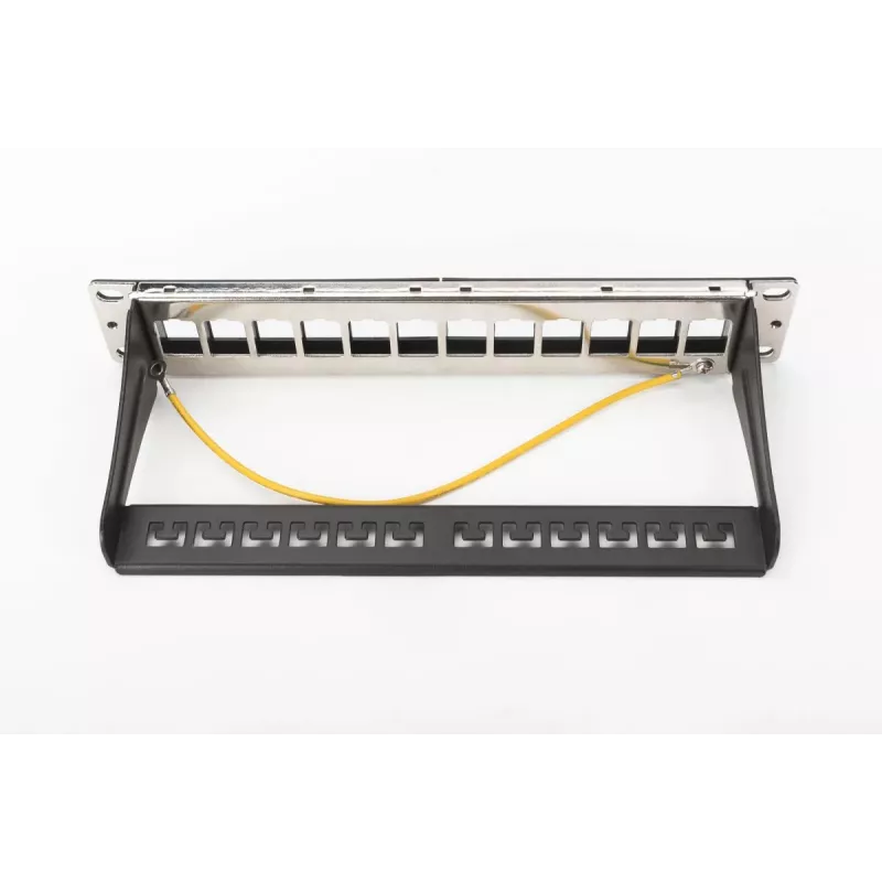 DIGITUS Modular Patch Panel, geschirmt 12-Port, Blank, 1U, 254mm (10 Zoll) Rack-Montage Farbe schwarz RAL 9005