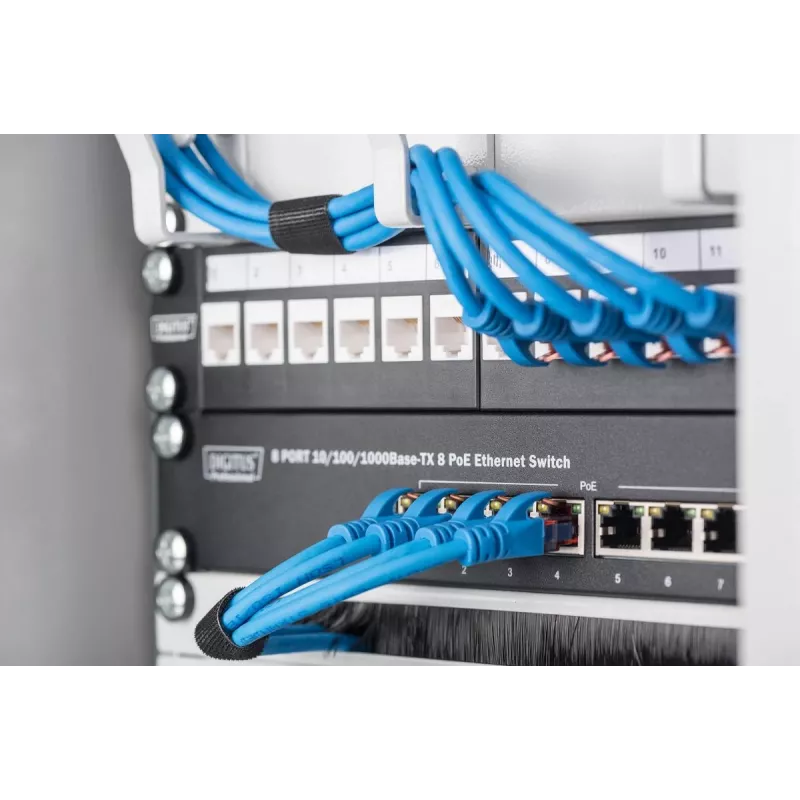 DIGITUS Modular Patch Panel, geschirmt 12-Port, Blank, 1U, 254mm (10 Zoll) Rack-Montage Farbe schwarz RAL 9005