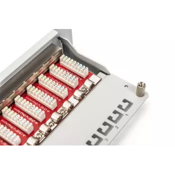 DIGITUS CAT6A Patchpanel, geschirmt, 12-Port Beschriftungsfeld, 1U, 10 Zoll Rackmontage, grau RAL 7035
