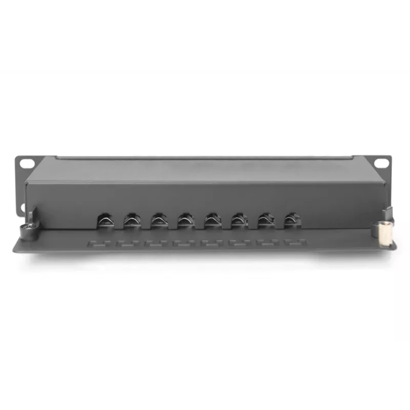 DIGITUS Patchpanel CAT6A geschirmt, 8-Port 1U, 10-Zoll-Rackmontage, schwarz RAL 9005