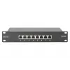 DIGITUS Patchpanel CAT6A geschirmt, 8-Port 1U, 10-Zoll-Rackmontage, schwarz RAL 9005