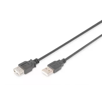 DIGITUS USB 2.0 Verlängerungskabel, Typ A Stecker/Buchse, 2m, USB 2.0 konform, Schwarz