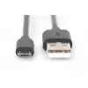 DIGITUS USB 2.0 Anschlusskabel, Typ A - Micro B M/M, 2m USB 2.0 kompatibel schwarz