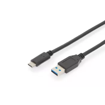 DIGITUS ASSMANN USB Typ-C Verbindungskabel, Typ C zu A M/M, 1m voll ausgestattet, Gen2, 3A, 10GB, 3.1 Version, CE, schwarz