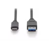 DIGITUS ASSMANN USB Typ-C Verbindungskabel, Typ C zu A M/M, 1m voll ausgestattet, Gen2, 3A, 10GB, 3.1 Version, CE, schwarz