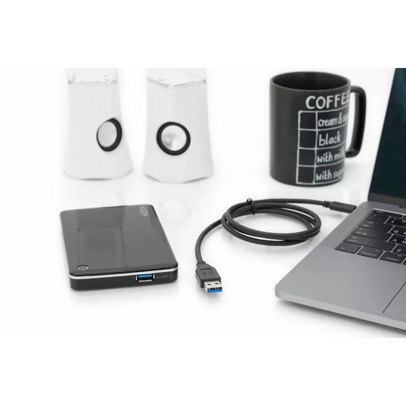 DIGITUS ASSMANN USB Typ-C Verbindungskabel, Typ C zu A M/M, 1m voll ausgestattet, Gen2, 3A, 10GB, 3.1 Version, CE, schwarz