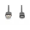 DIGITUS ASSMANN USB Type-C Verbindungskabel, Typ C auf A Stecker/Stecker, 3m, 3A, 480 MB/s, 2.0 Version, schwarz