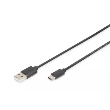 DIGITUS ASSMANN USB Typ-C Verbindungskabel, Typ-C auf A M/M, 2m 3A, 480MB, 2.0 Version, schwarz